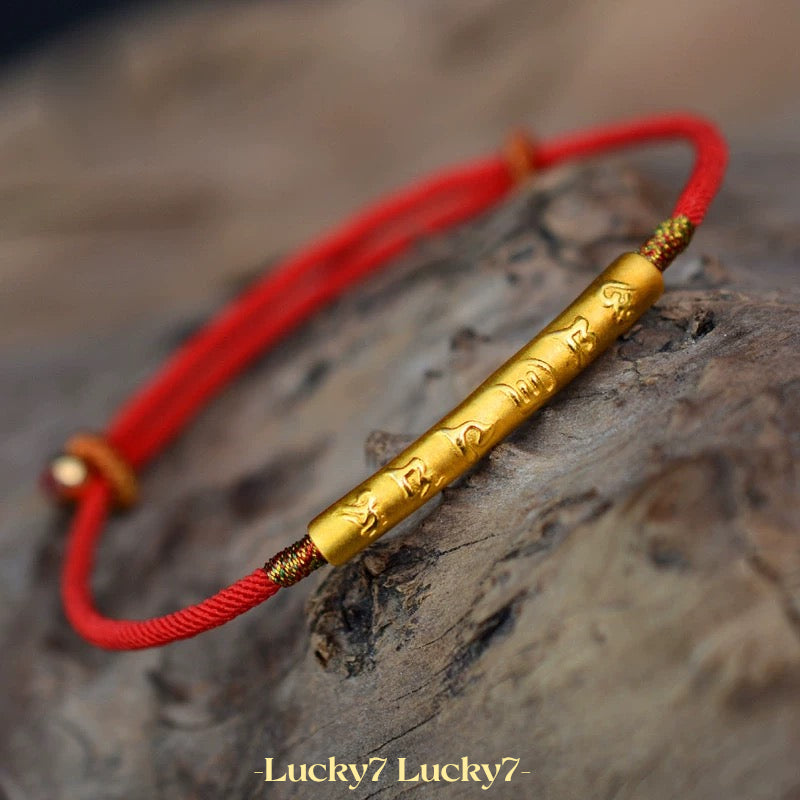 Mantra Red String Bracelet – A Talisman of Compassion and Wisdom