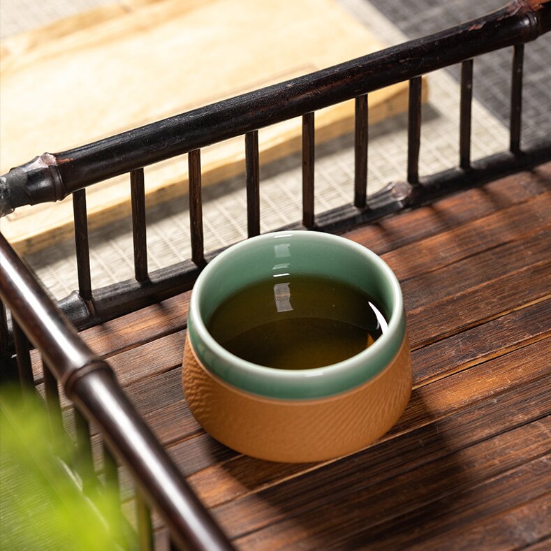 Longquan celadon, handmade jumping knife cup, meditation cup, tea set, Collectibles, Master's Cup,Gift Box