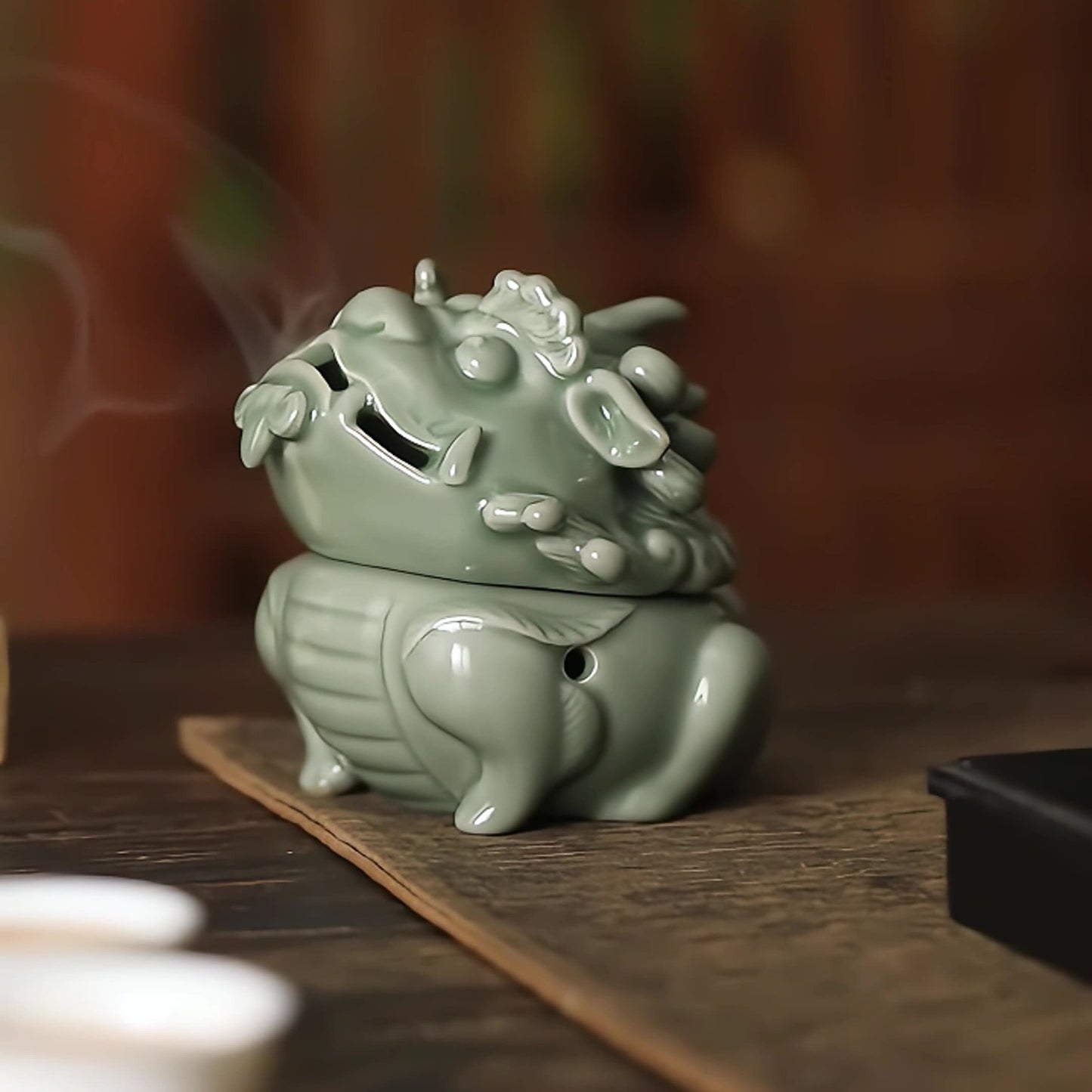 Yue Kiln Unicorn Celadon Ceramic Plate Incense Burner - Reverse Flow Incense Burner - Home Incense Road Crafts - Incense Ornament