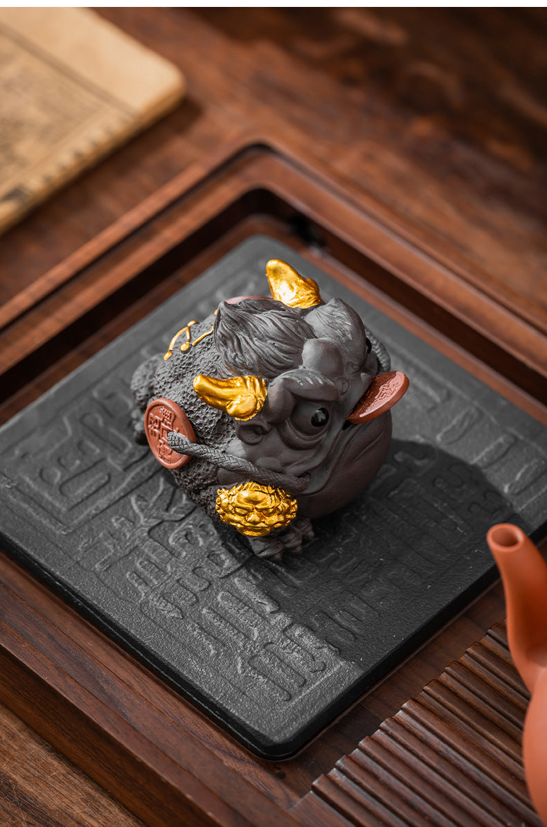 Rotating Purple Clay Sand Golden Toad Ingot Ornaments/Tea Pet