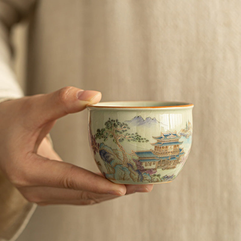 Jinshan Water Tank Cup,Ru kiln, Porcelain, Master's cup, Chinese style, Kung Fu tea set, Mug