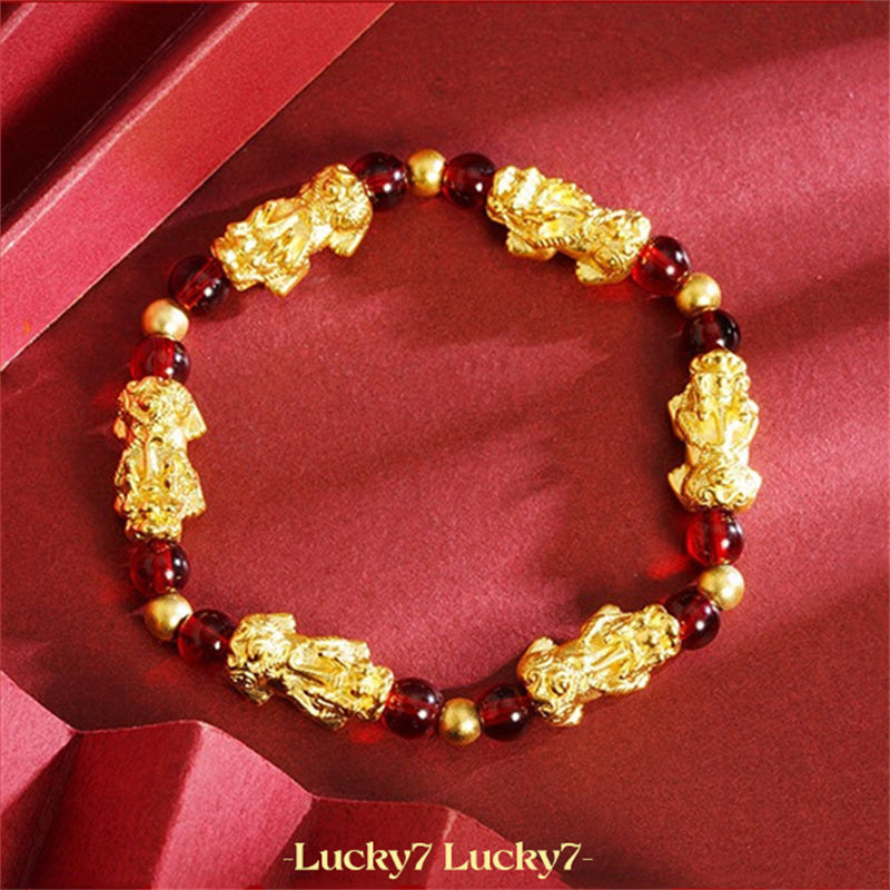 Red Garnet Lucky Pixiu Wealth Bracelet