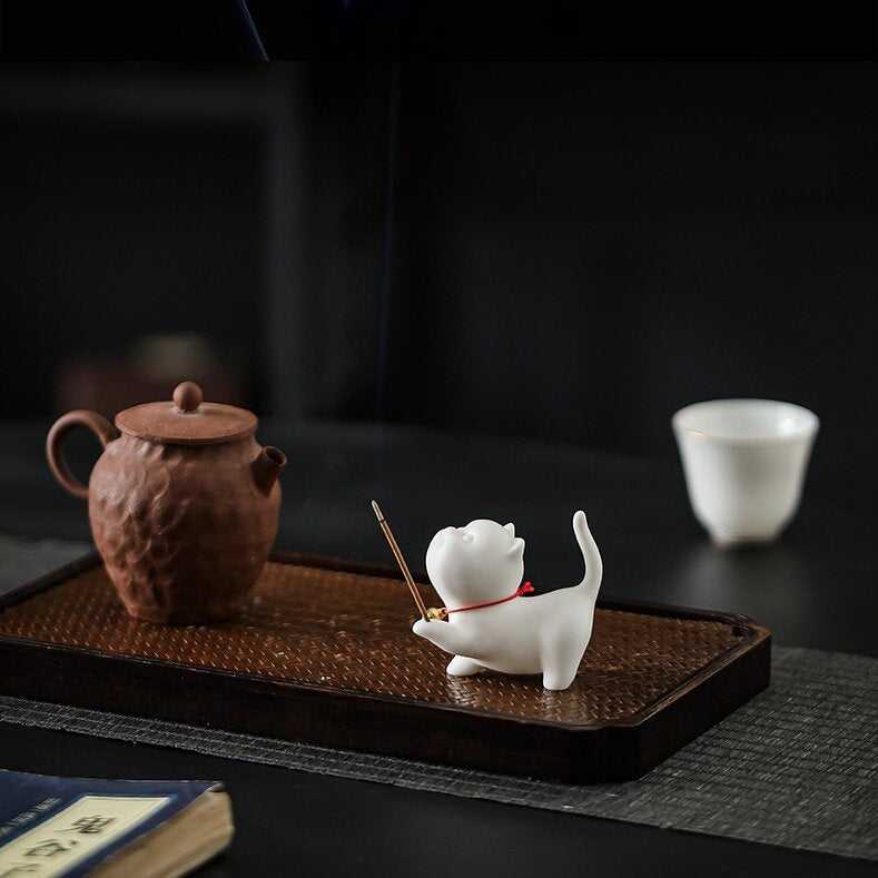 Chinese style simple porcelain cute Cat/Kitten incense burner incense holder incense tea ceremony accessories ornaments