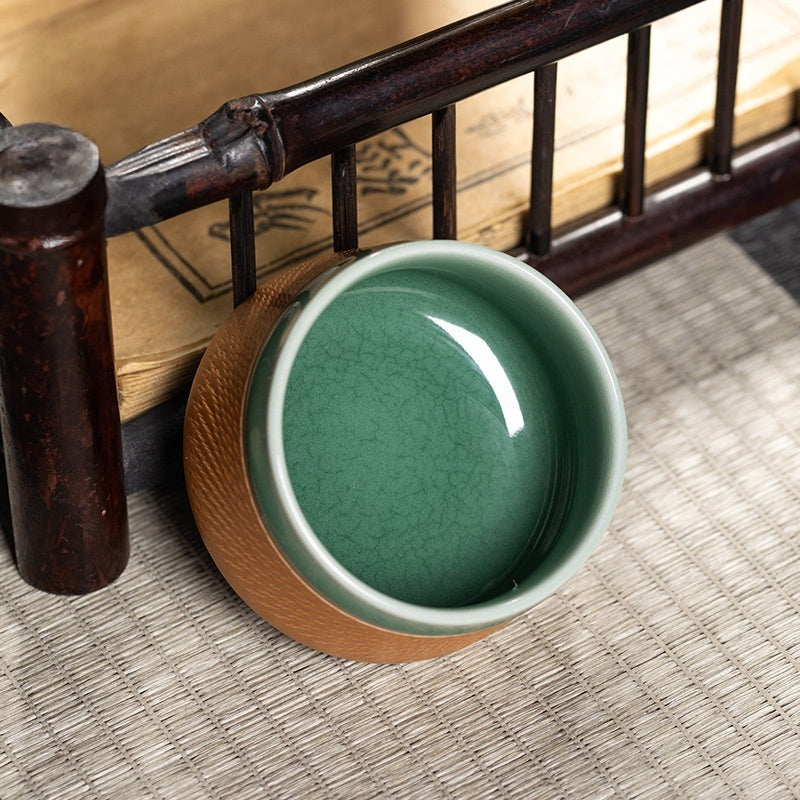 Longquan celadon, handmade jumping knife cup, meditation cup, tea set, Collectibles, Master's Cup,Gift Box