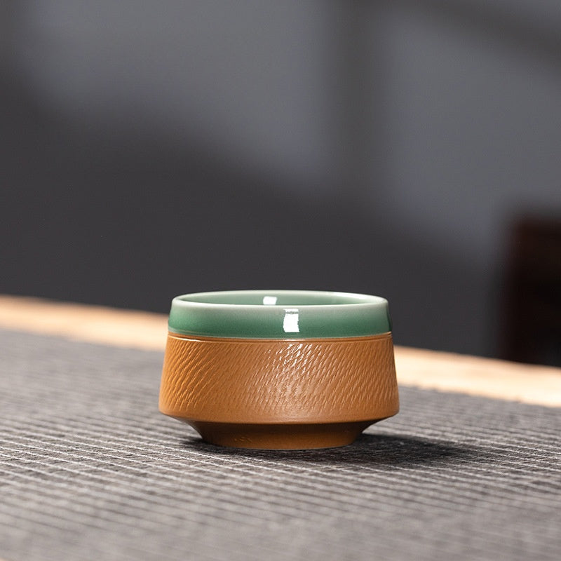 Longquan celadon, handmade jumping knife cup, meditation cup, tea set, Collectibles, Master's Cup,Gift Box