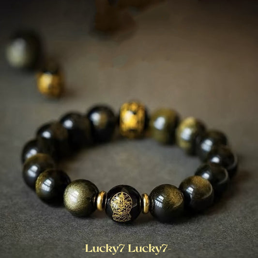 Obsidian Natal Buddha Bracelet – Powerful Protection and Energy Balance