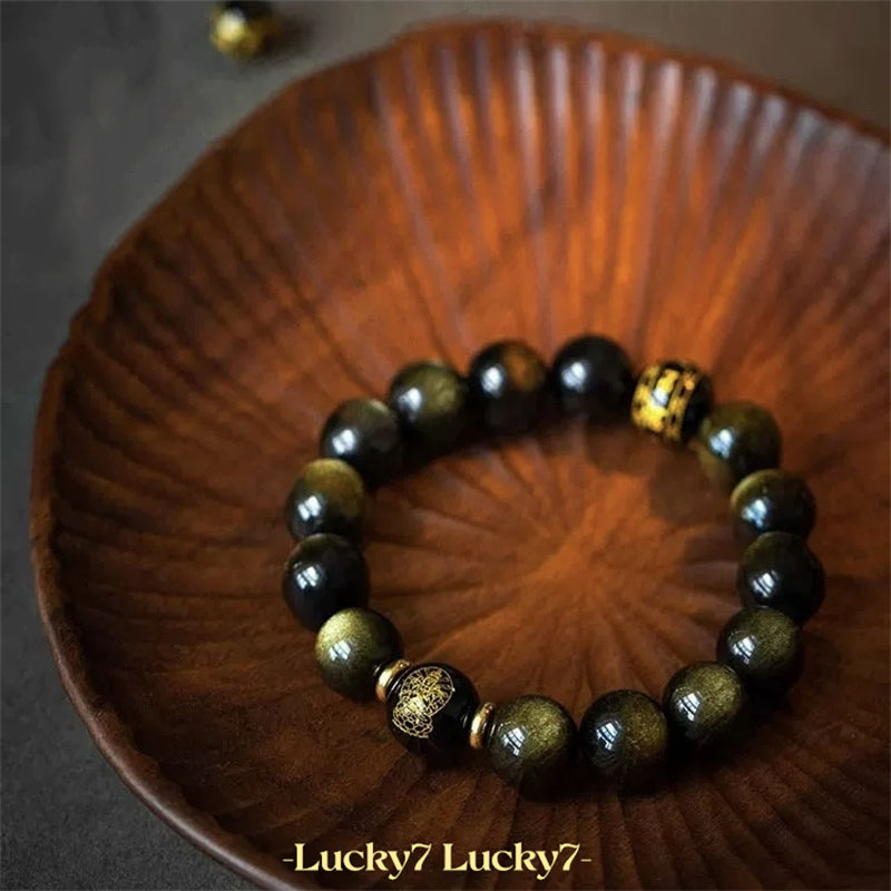 Obsidian Natal Buddha Bracelet – Powerful Protection and Energy Balance