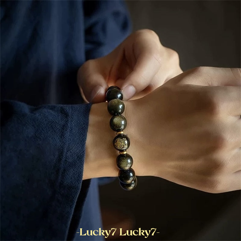 Obsidian Natal Buddha Bracelet – Powerful Protection and Energy Balance