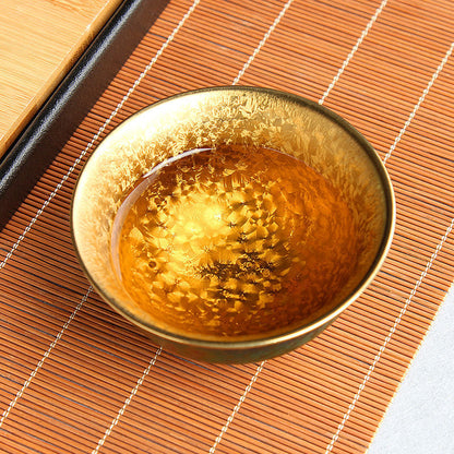 Tianmu Glazed Gilding - Gold Inlaid Silver - Colorful Silver Fish Pattern - Ceramic Tea Cup - Jianzhan - High end Kung Fu Tea Set Master Cup