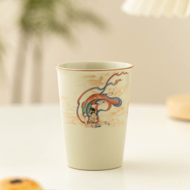 Imperial yellow, Ru Kiln, Casual cola cup, Dunhuang Flying Apsaras