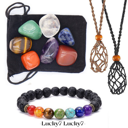 Seven Chakra Natural Stone Yoga Pendant Set