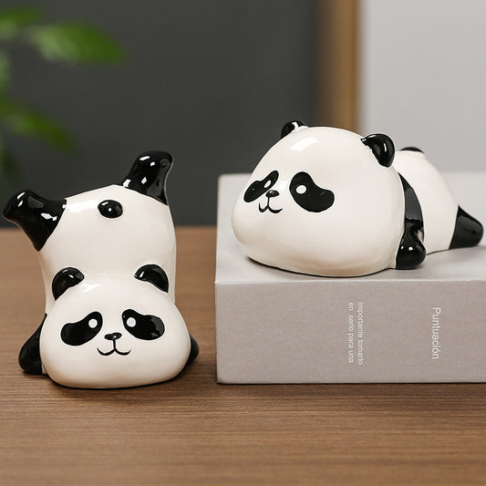 Cartoon China Fashion Ceramic Panda Gadgets - Home Decoration - Cute and Cute - Table Decoration in the Entrance Living Room - Exquisite Crafts