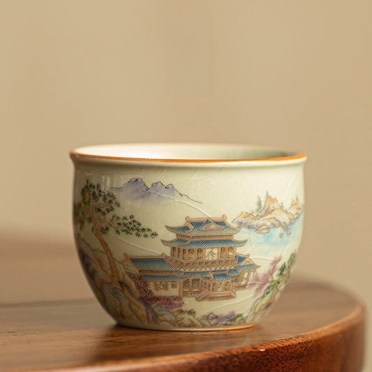 Jinshan Water Tank Cup，Ru kiln, Porcelain, Master's cup, Chinese style, Kung Fu tea set, Mug