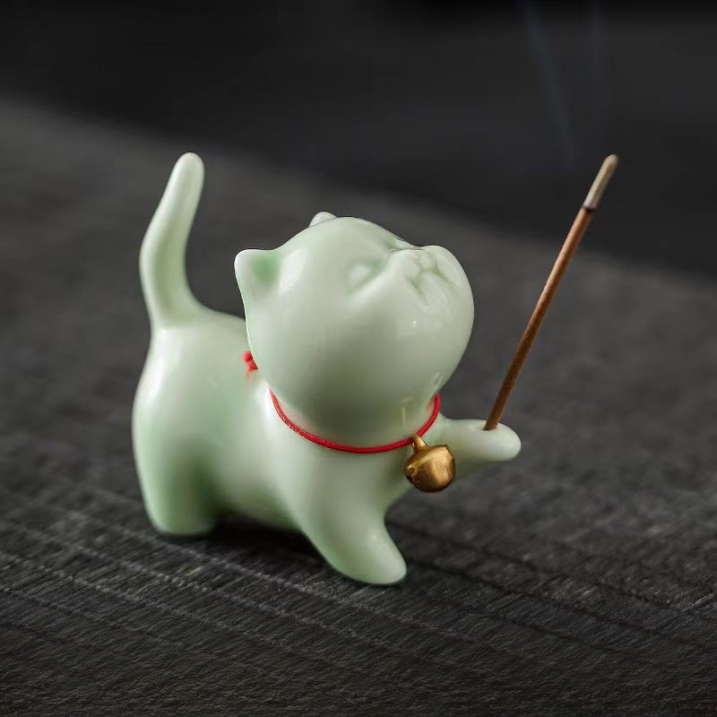 Chinese style simple porcelain cute Cat/Kitten incense burner incense holder incense tea ceremony accessories ornaments