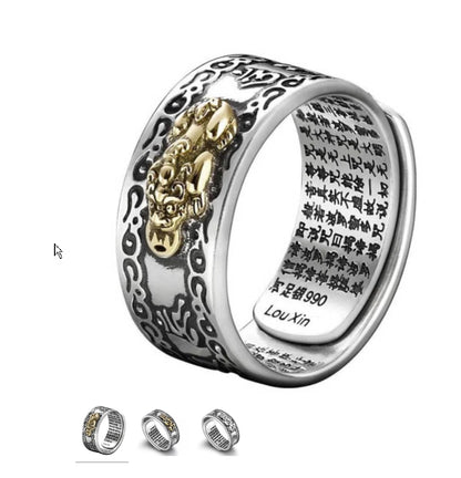 Feng Shui Pixiu Mantra Ring – Empower Your Spirit and Attract Wealth