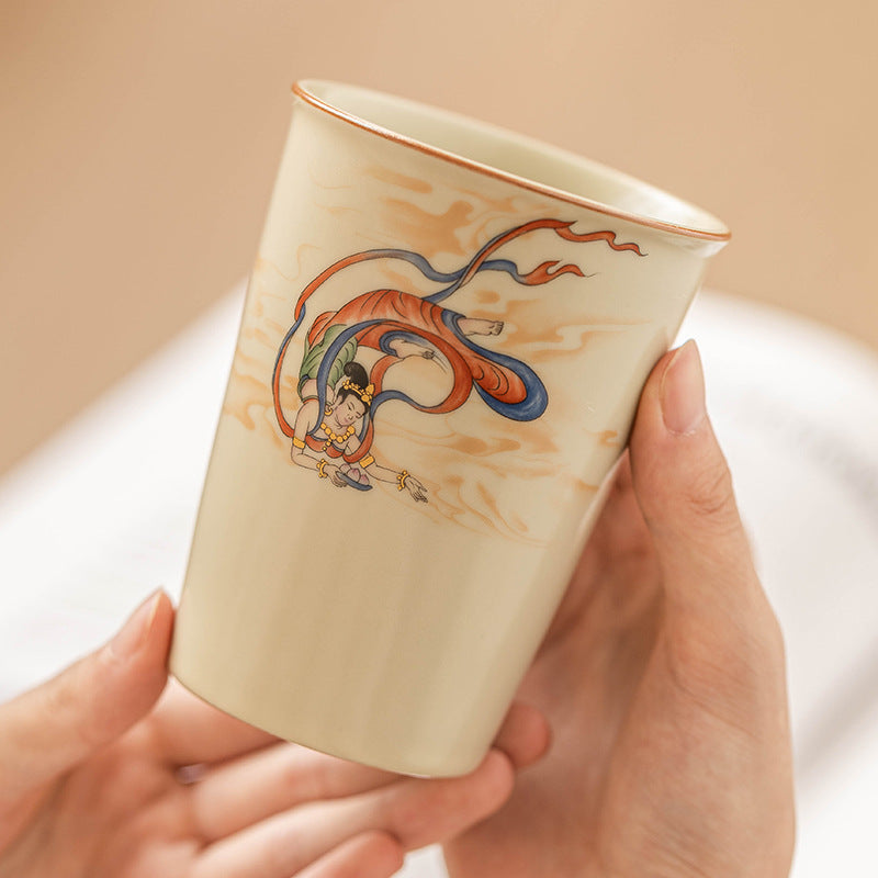 Imperial yellow, Ru Kiln, Casual cola cup, Dunhuang Flying Apsaras