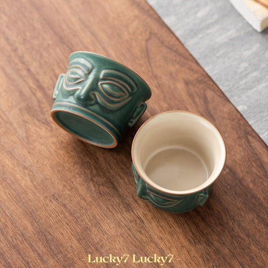 Sanxingdui Bronze Mask Cultural Creative Porcelain Master's Cup Gift Box