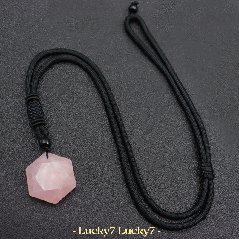 Hexagram Natural Crystal Gemstone Pendant