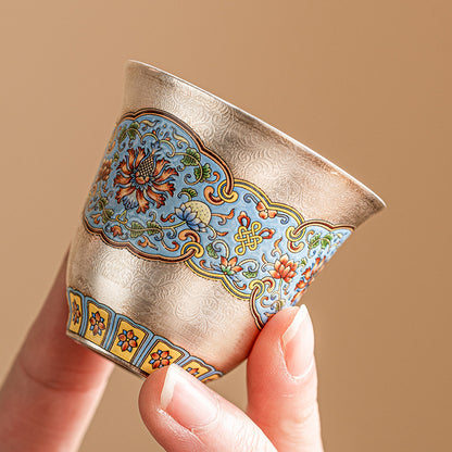 Cloisonn é Silver Enamel Color, 999 Gilded Silver Drinking Tea Cup, Kung Fu Tea Set, Person's Cup, Single Cup, Personal Cup, Tea Tasting Cup