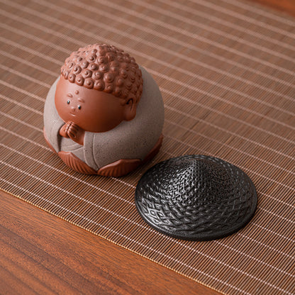 Creative Zen Purple Clay Q-Version Little Buddha Tea Pet Ornament - Exquisite Decorations for Tea Room and Tea Platform