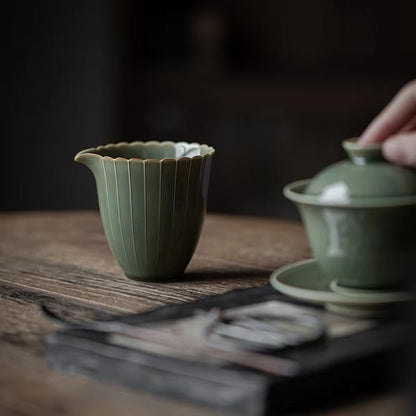 Song Qing glazed porcelain, Kung Fu tea set, teacup, tea sea, fair cup