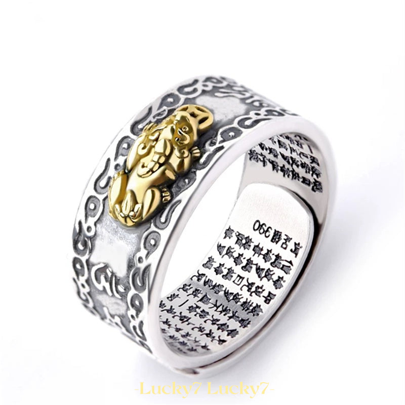 Feng Shui Pixiu Mantra Ring – Empower Your Spirit and Attract Wealth