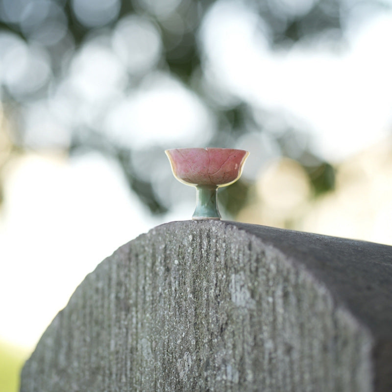 Chinese Traditional Style, Ancient style, Shadow blue glaze, red stem cup, fridge magnet