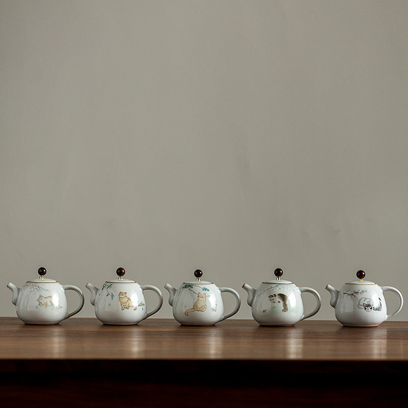 Vintage Printed Ru Kiln Pot - Natural Opening Can Nourish Home Use Kung Fu Tea, Ceramic Tea Set