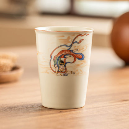 Imperial yellow, Ru Kiln, Casual cola cup, Dunhuang Flying Apsaras