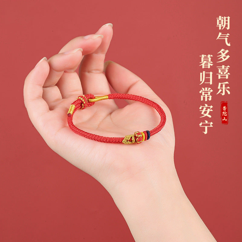 Seven Wisdoms of Manjushri - Handmade Lucky Koi Red Rope Bracelet - Unisex - Exam Winning - Feng Shui Mascot