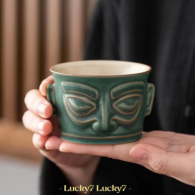 Sanxingdui Bronze Mask Cultural Creative Porcelain Master's Cup Gift Box