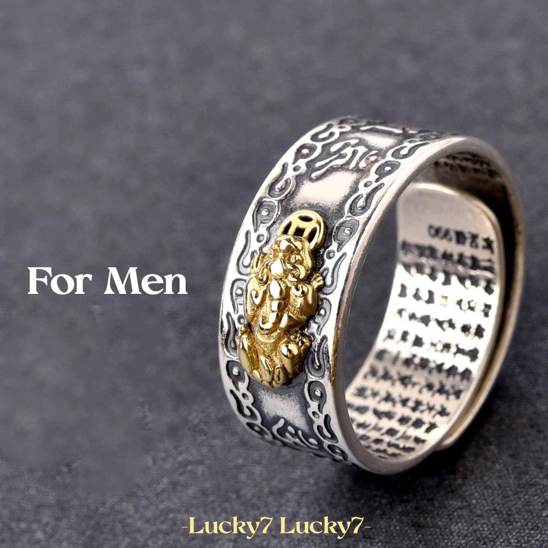 Feng Shui Pixiu Mantra Ring – Empower Your Spirit and Attract Wealth