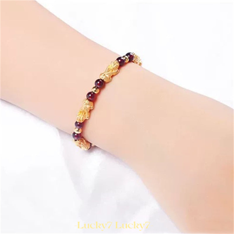 Red Garnet Lucky Pixiu Wealth Bracelet