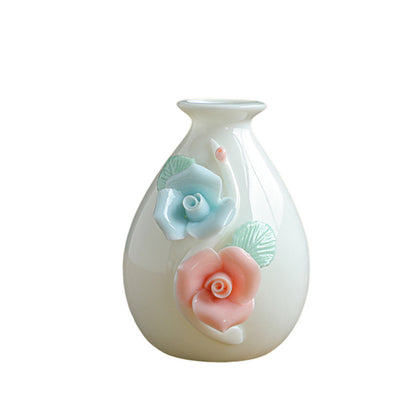 Mini Ceramic Flower Vase - Chinese Craftsmanship, Perfect for Dry Flowers & Aquatic Plants - Decorative Accent for Bookshelves & Offices