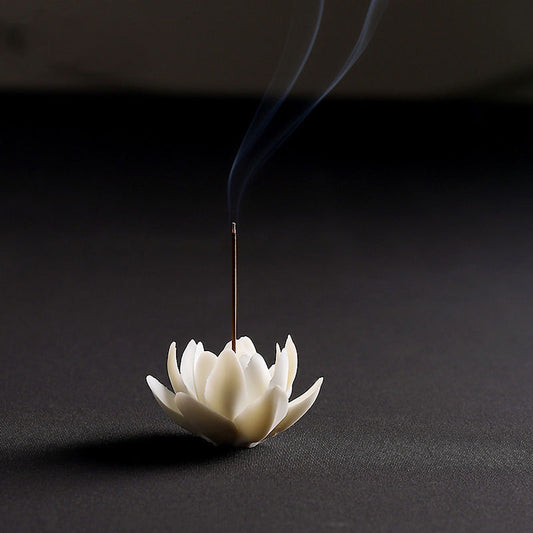 Creative Ceramic Handmade Small Lotus Thread Incense Burner - Home Sandalwood and Agarwood Incense Incense Burner - Fragrance Insertion Ornament - Exquisite Home Decoration