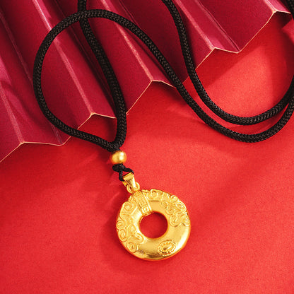 Shajin Ruyi Ring Necklace - High quality and versatile temperament - Circle auspicious cloud Chinese style pendant