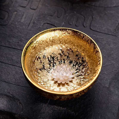 Tianmu Glazed Gilding - Gold Inlaid Silver - Colorful Silver Fish Pattern - Ceramic Tea Cup - Jianzhan - High end Kung Fu Tea Set Master Cup