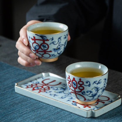 Blue and White Porcelain Paired Cup, High-End Wedding Gifts