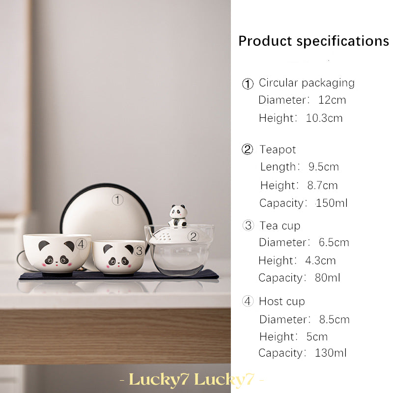 Cute Panda Shape Portable Porcelain Travel Tea Set