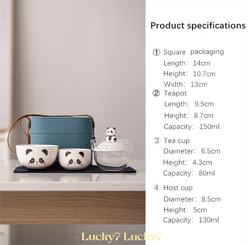 Cute Panda Shape Portable Porcelain Travel Tea Set