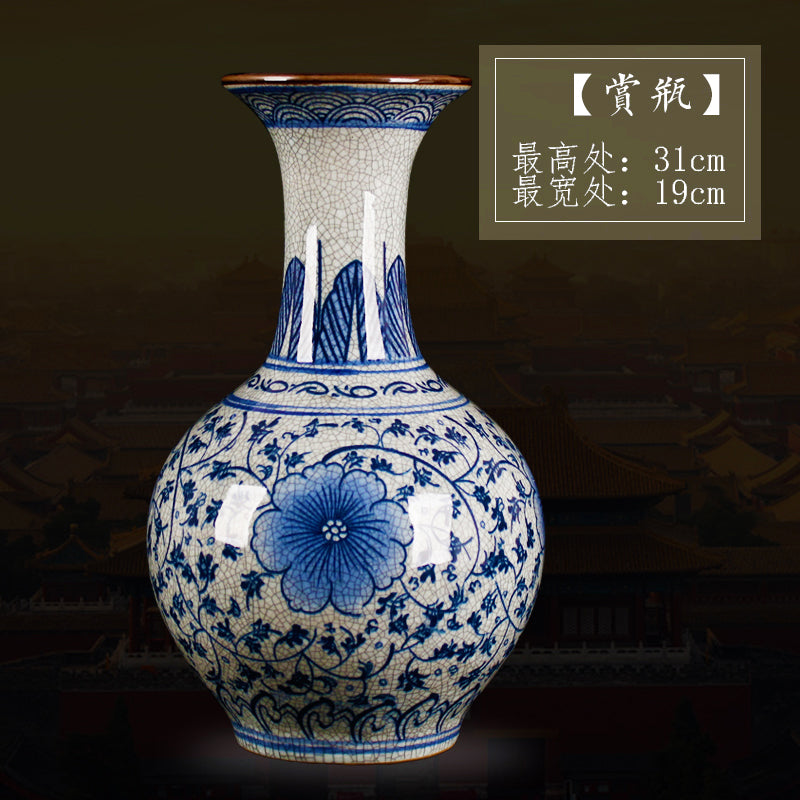 Large Antique - Style Blue and White Porcelain Ceramic Vase from Jingdezhen China - Ideal for Home Decor