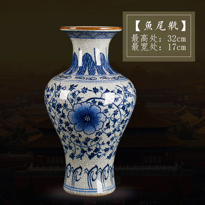 Large Antique - Style Blue and White Porcelain Ceramic Vase from Jingdezhen China - Ideal for Home Decor