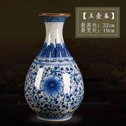 Large Antique - Style Blue and White Porcelain Ceramic Vase from Jingdezhen China - Ideal for Home Decor