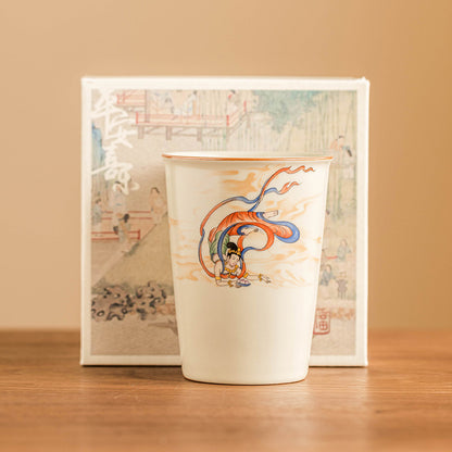 Imperial yellow, Ru Kiln, Casual cola cup, Dunhuang Flying Apsaras