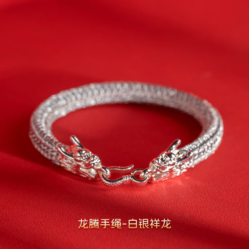 Men's & Women's Dragon Scale Braided Red Rope Bracelet - Dragon Rope Buckle