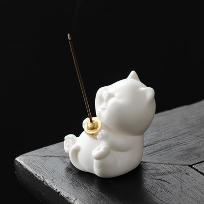 Chinese style simple porcelain cute Cat/Kitten incense burner incense holder incense tea ceremony accessories ornaments